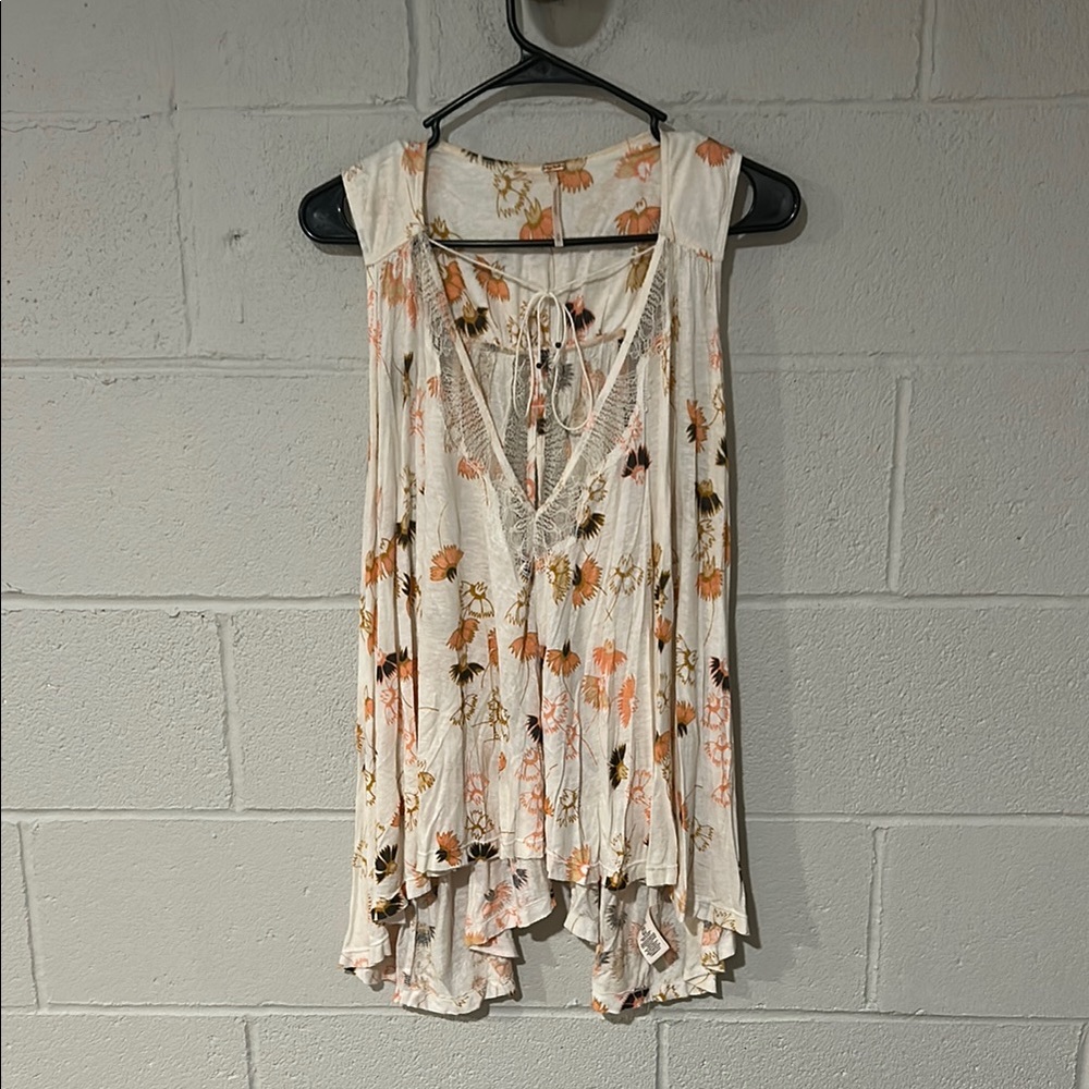 Free People Floral Sleeveless Blouse